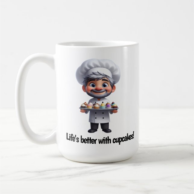 A Happy Pastry Chef Posing for the Camera Coffee Mug (Left)