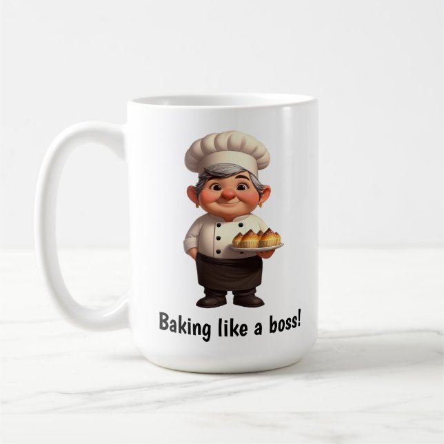 A Happy Pastry Chef Posing for the Camera Coffee Mug (Left)