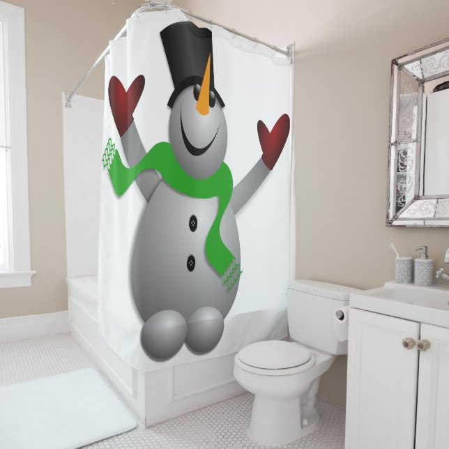 A Happy Snowman Shower Curtain (In Situ)