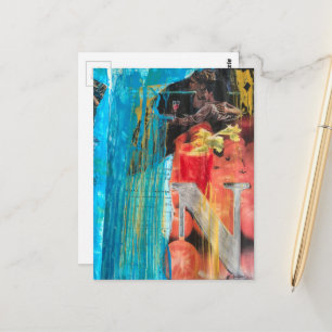 A Happy Vintage Couple Date Night and Drinks Postcard