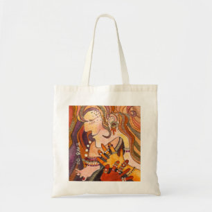 A Happy Woman with Her Red-Painted Toenail Tote Bag
