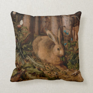 A Hare in the Forest (by Hans Hoffmann) Cushion