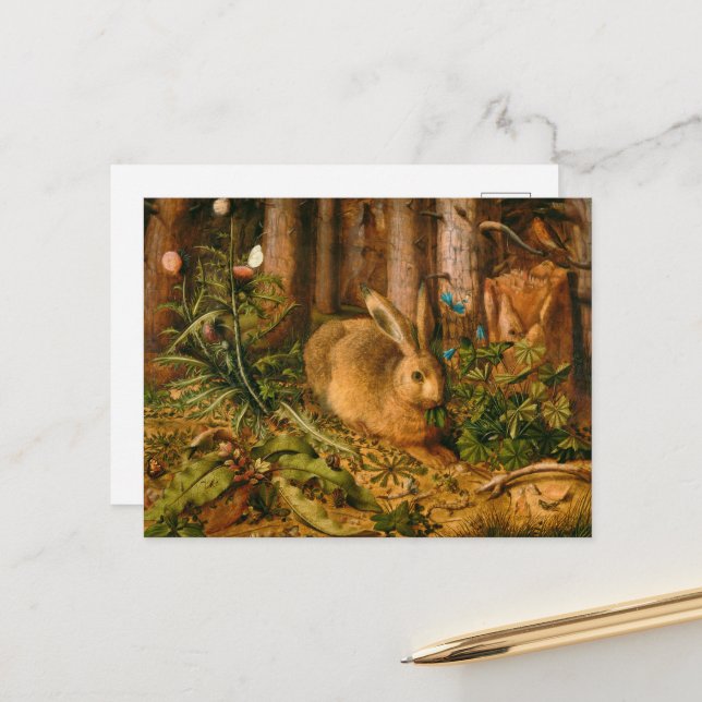 A Hare in the Forest by Hans Hoffmann Postcard (Front/Back In Situ)