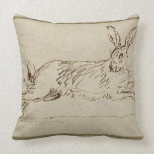 A Hare Running, With Ears Pricked (pen & ink on pa Cushion