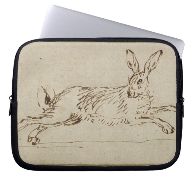 A Hare Running, With Ears Pricked (pen & ink on pa Laptop Sleeve (Front)