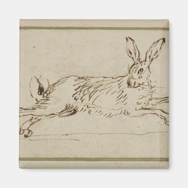 A Hare Running, With Ears Pricked (pen & ink on pa Magnet (Front)