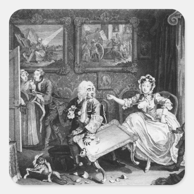 A Harlot's Progress, plate II, Quarrels Square Sticker (Front)