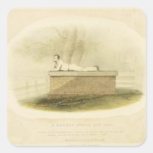 A Harrow School Boy (1805) - Lord Byron (1788-1824 Square Sticker (Front)