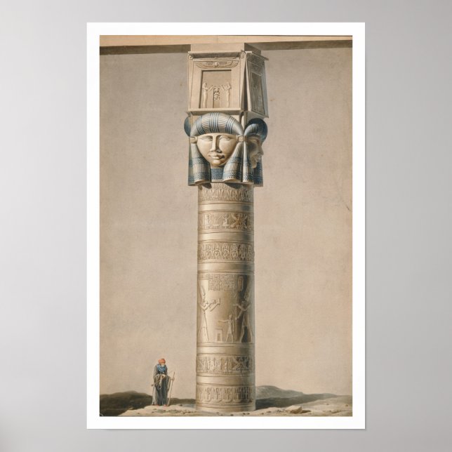 A Hathor headed pillar at Dendarah, illustration ' Poster (Front)