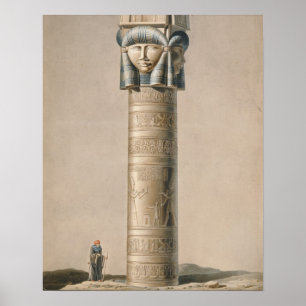 A Hathor headed pillar at Dendarah, illustration ' Poster