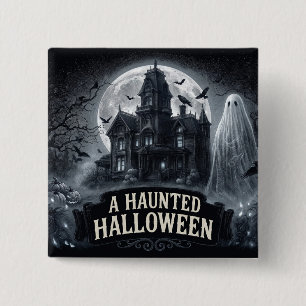 A Haunted Halloween Vintage Gothic Illustration 15 Cm Square Badge