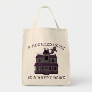 A Haunted Home is a Happy Home Cross Stich Tote Bag