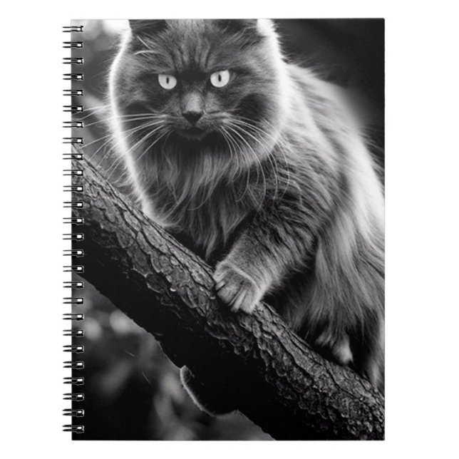 A Haunting Gaze Of A Night Cat Notebook (Front)