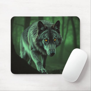 A Haunting Gaze Of A Night Wolf Mouse Pad