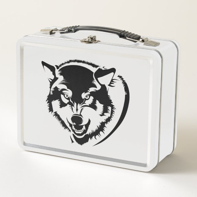 A Head of a Wolf Metal Lunch Box (Front)