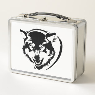 A Head of a Wolf Metal Lunch Box