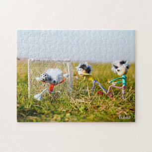 A Header on goal of a football – Glossy poster Jigsaw Puzzle