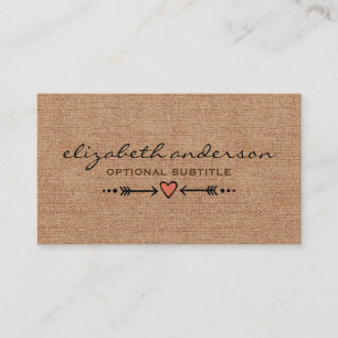 A Heart & Arrows Motif Rustic Custom Business Card