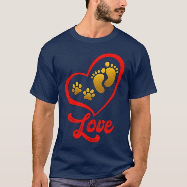 A Heart For Dogs Animal Love Dog Owner Paw Print f T-Shirt (Front)