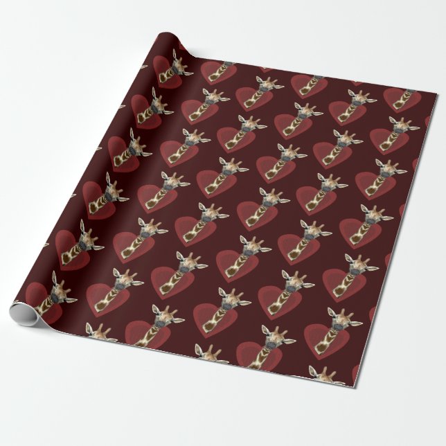 A Heart For Giraffes Wrapping Paper (Unrolled)