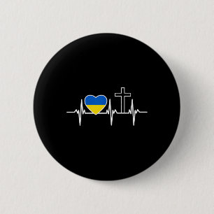 A Heart For Jesus And Ukraine - Christian Clothing 6 Cm Round Badge