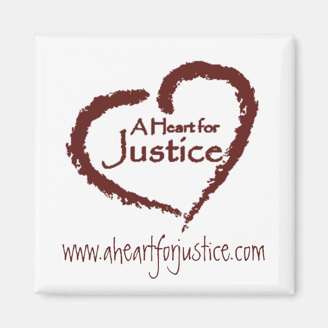 A Heart for Justice magnet (white) (Front)