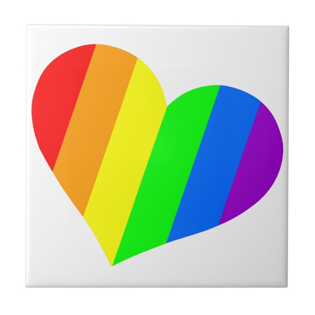 A heart in rainbow colours ceramic tile (Front)