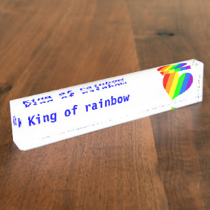 A heart in rainbow colours nameplate