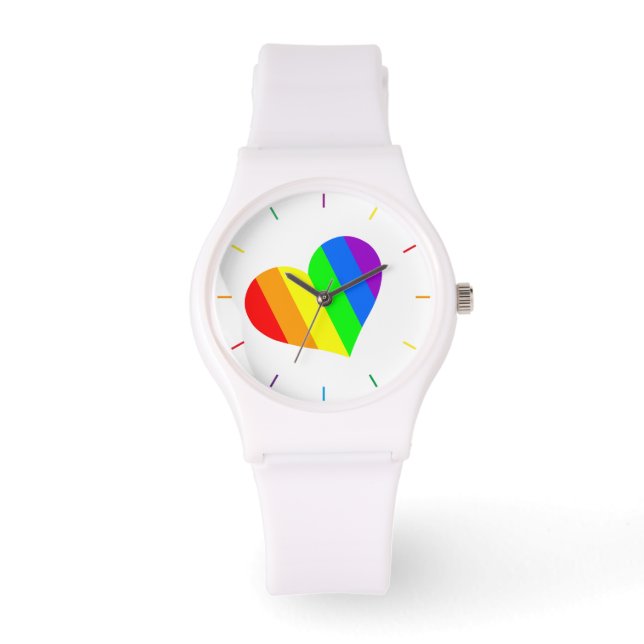 A heart in rainbow colours watch (Front)