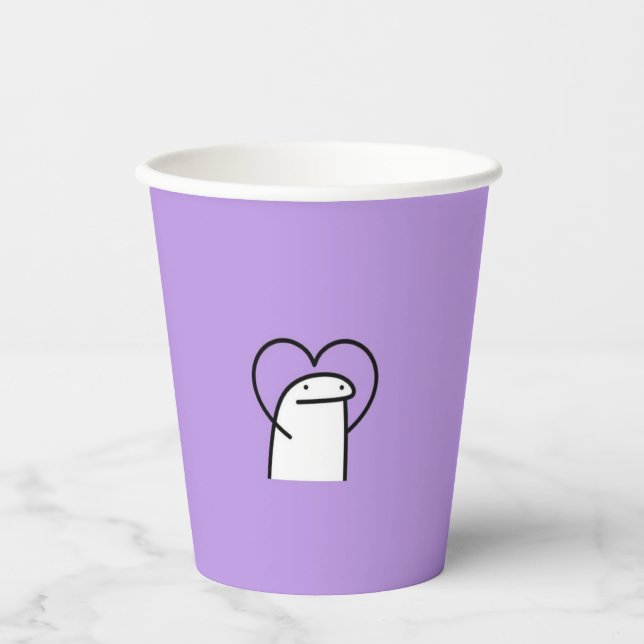A heart shaped cartoon man paper cups (Front)