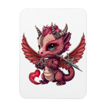 A Heart Tail Baby Red Dragon Valentine Magnet