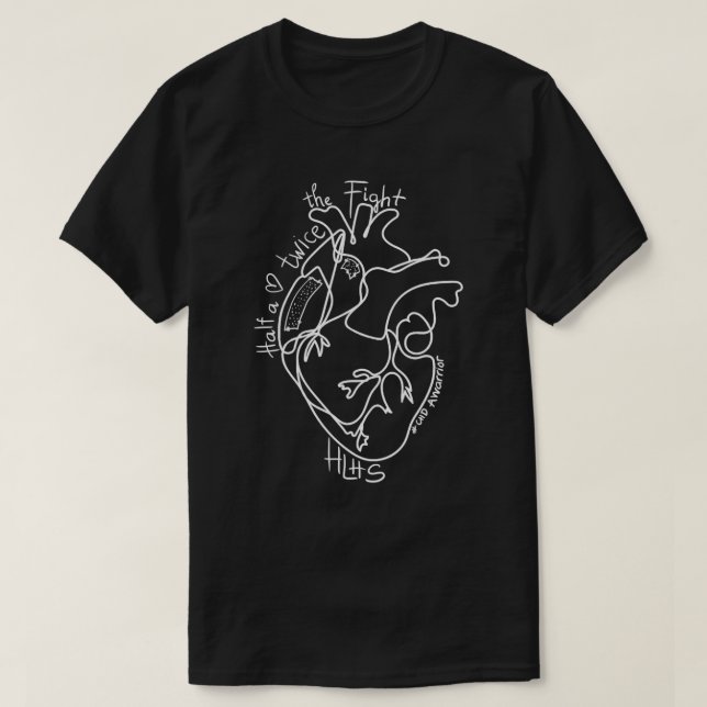 A Heart Warrior CHD Awareness Congenital Disease H T-Shirt (Design Front)