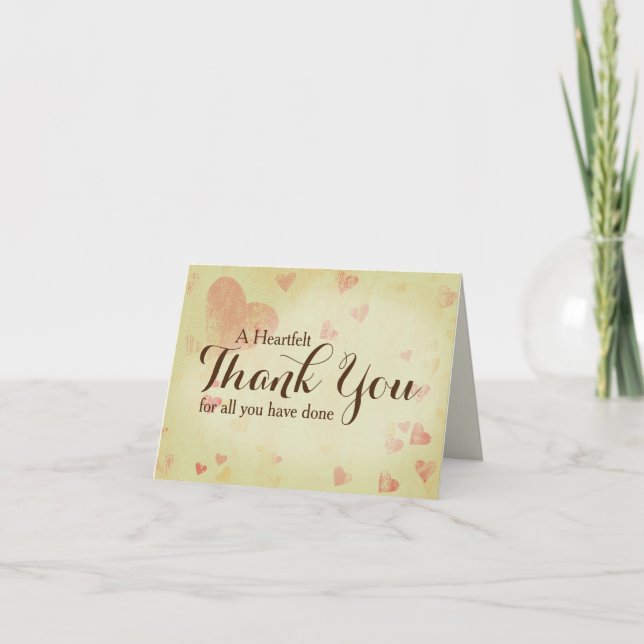 A Heartfelt Thank You Note Card, Customisable (Front)