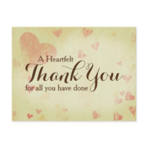 A Heartfelt Thank You Postcard, Customisable