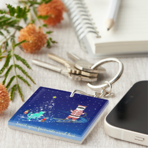 A Heartwarming Night: Santa and the Stray cat Key Ring