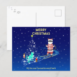 A Heartwarming Night: Santa & the Stray Cat Announcement Postcard