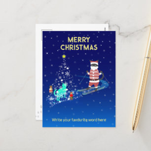 A Heartwarming Night: Santa & the Stray Cat Holiday Postcard