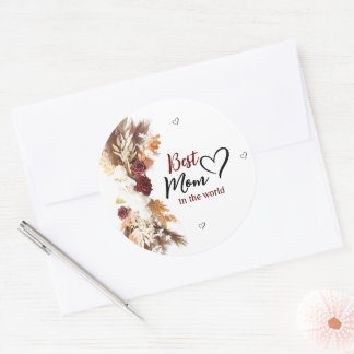 A hearty best mum in the world round sticker