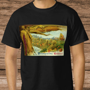 A Hearty Thanksgiving; Indian Corn and Haystacks T-Shirt