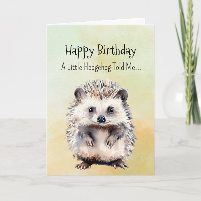 A Hedgehog Personality Birthday Fun Animal Card (Front)
