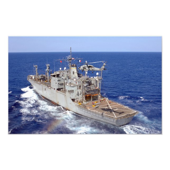 A helicopter clears the flight deck photo print (Front)