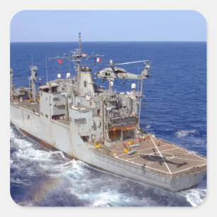 A helicopter clears the flight deck square sticker