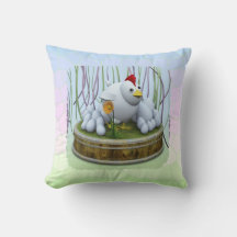A hen with many eggs throw pillow