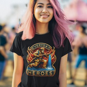 A Hero's Battle: Firefighter Taming Flames T-Shirt