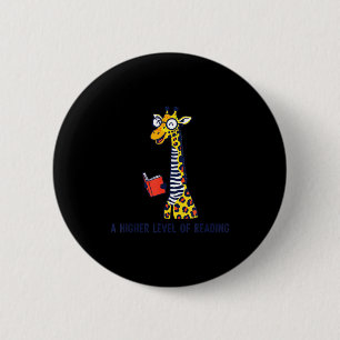 A higher level of reading funny giraffe bookworm 6 cm round badge