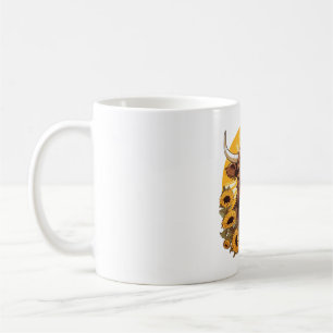 A Highland Cow Illustration with Sunflowers Classi Coffee Mug