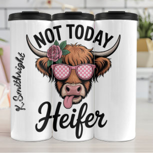 A Highland Cow with Pink Sunglasses Thermal Tumbler