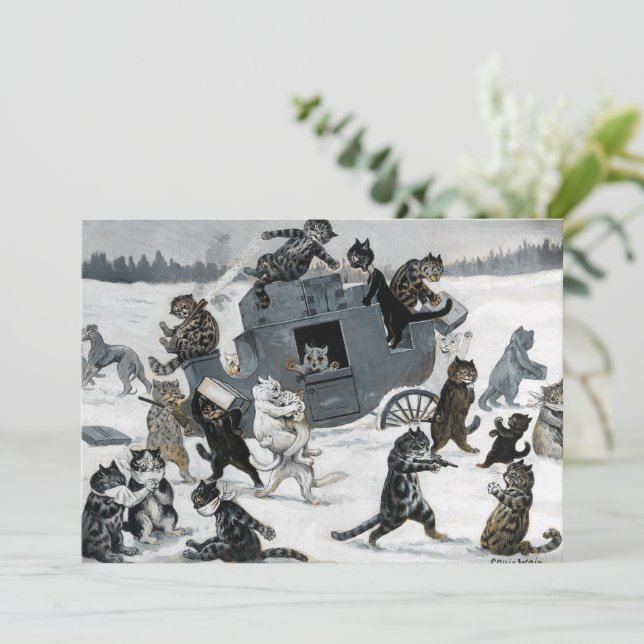 A Highway Robbery by Louis William Wain Holiday Card (Standing Front)