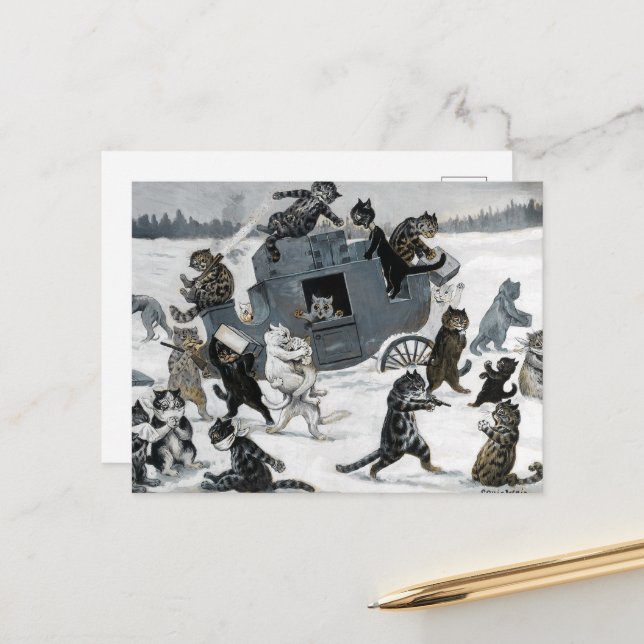 A Highway Robbery by Louis William Wain Postcard (Front/Back In Situ)
