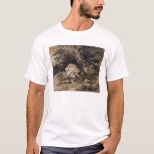 A Hilly Landscape with Figures Approaching a Bridg T-Shirt